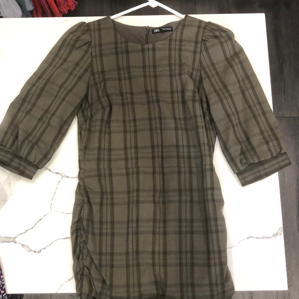 Zara green plaid dress